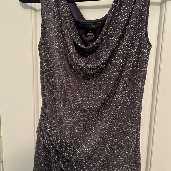 JESSICA HOWARD SLEEVELESS GRAY SEQUINED MIDI DRESS - Picture 5 of 6
